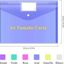 Folder Tamaño Carta, 24 Carpetas Tamaño Carta A4 Colores, Folders para Documentos Plastico Transparentes, Sobres Plastificados con Cierre a Presión y Bolsillo para Etiquetas para Escuela, Oficina - Multicolor - Ver 6