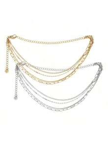 4 Chains Belt Elegant Sexy Cute Casual Party - Bạc - Xem 2