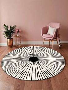 1pc Modern Minimalist Round Area Rug, Soft Plush Velvet Texture, Vibrant Colors, Suitable For Living Room, Bedroom, Entryway, Kitchen, Bathroom, Gaming Room, Study, Durable & Easy To Clean