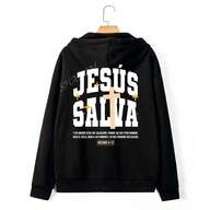 SUDADERA BÁSICA INFORMAL CON ESTAMPADO PARA USO DIARIO DE MUJER, FRASES BIBLICAS, TOPS DE MANGA LARGA  Letras  Color combinado  Estrella  Casual  Dulce  Poliéster  Bolsillo  Cordón  Canalé
