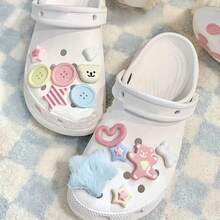 13 件甜美 Y2K 风格鞋饰，毛绒星星纽扣鞋配件，DIY 凉鞋拖鞋装饰