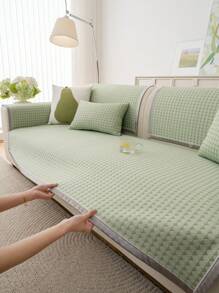 1 pieza Cubierta de sofá de tela de seda fina de unicolor, estilo minimalista, de nueva llegada para primavera/verano - Tela suave y fresca, lavable a máquina, antideslizante, resistente a rasguños, apta para sofás individuales, dobles y triples - Tela de poliéster de alta densidad, apta para dormitorio, sala de estar, comedor, decoración de oficina y hogar.