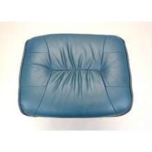 Mid Century Stool In Blue Leather Fixed Bentwood Base Ottoman Danish Retro Vintage 1990s - 1 - View 3