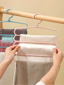 Set de 3 piezas/1 pieza Perchero colgante de plástico de 5 niveles, esencial para dormitorios, perchero para faldas/pantalones/bufandas/corbatas, antideslizante, ahorro de espacio para almacenamiento en el armario