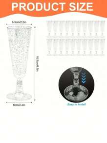 25 Stück 150ml/5oz Champagner Flöten, funkelnde Champagner Bar Becher, klare Sektgläser für Picknicks, Hochzeiten, Partys, Cocktail-Events und Outdoor-Feiern, elegant und einfach zu reinigen