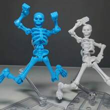 1pc DIY Swinging Skeleton Statue, Multi-Color Collectible Desktop Decor, Complex Design With Unique Accessories, ABS Resin Figurine For Home Decor, Jointed Skeleton Mannequin Model