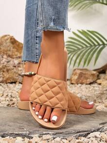 Women's New Citrus Design Slippers, Fashion Casual Slip-On Sandals, Suitable For Indoor/Outdoor Wear, Personalized Unisex Beach/Casual/Home Comfortable Anti-Slip Flat Slide Slippers - Apricot - View 6