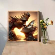 1PC Diamond Art Painting Kits Crafts Golden Lover Kiss Romantic Abstract Mosaic Set Embroidery 5D DIY Cross Stitch Luxury Room Home Party Wall Decor For Family Friends Teachers Holidays Gift 30x30cm