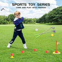 Adjustable Kids Golf Toy Set, Includes 3 Telescopic Golf Clubs, 3 Balls, 2 Targets And 2 Bases - Indoor/Outdoor Sports Game For 3-8 Years Old Children, Made Of PP Material In Red And Yellow
