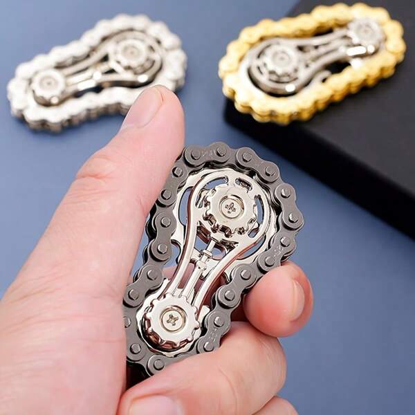 1pc Stainless Steel Gear Chain Fingertip Spinner, Creative Wheel Design, Adult Stress Relief Finger Toy, Precise Mechanical Rotator, Fidget Toy, Helps Concentration And Relaxation, Office Toy | Exquisite Design | Durable Finger Spinner, Finger Spinner Toy