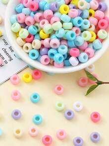 200颗小马珠混色手链珠闪光透明小马珠适用于发辫工艺品塑料珠适用于手链首饰制作 - 彩色 - 查看 2