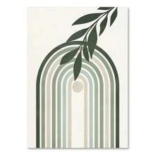 1pc Abstract Bohemian Moon Wall Art Sage Green Botanical Canvas Painting Scandinavian Posters Living Room Decorations Gifts Optional Frame
