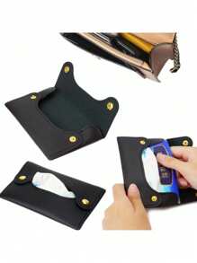 1 Peça Organizador de Bolso Portátil e Simples, Caixa de Lenços para Carro, Bolsa de Tecido Reutilizável para Viagem, Bolsa de Armazenamento de Lenços, Estojo de Couro PU, Sacos Higiênicos para Sala de Estar, Banheiro e Pequenos Itens