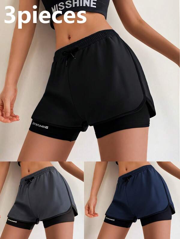3pcs Women Yoga Fitness Sports Running Casual Shorts