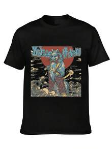Camiseta nueva y de gran para verano 2025 - Ilustración estilizada de un guerrero con cabeza de lobo feroz, con el texto "Jueves" en la Bottom - Negro - Ver 1