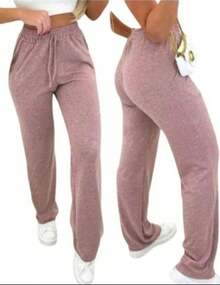 Women's Lanzinha Pants With Pockets Winter Fashion - 乾枯玫瑰色 - 查看 3