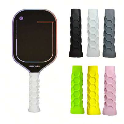 1 件六角形蜂窝硅胶防滑减震球拍手柄保护套，适用于匹克球