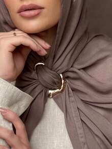 1pc Metal Scarf Loop Fastener, Hijab Buckle - Gold - View 1