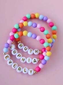 1 pieza Pulsera personalizada de nombre, letra, texto multicolor, regalo de fiesta de cumpleaños de color vibrante, obsequio de vuelta al colegio, pulsera para adolescentes, multiusos, ornamentales, letter, elegante, moderno, acogedor, lindo, adorable, casual, personalizado, personalizada, única, personalizados, regalos ideales para él, Regalos ideales