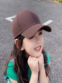 Children's Cap Children's Hat Cap 2 To 8 Years Old Plain Curved Brim Plain Children's Cap - Dark Grey - View 2