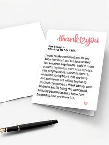 Personalized Heart Pattern Thank You Card With Envelope, Fantasy Theme, Paper Material, Suitable For Thanksgiving, Christmas, Birthday, No Electricity Required, Thank You For Being A Blessing In My Life. - Multicolor - View 7