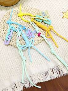 1 PIEZA Accesorio de bolso con estilo de macaron para la playa, fiesta, estilo de playa, que contiene cuerda y llavero con forma de rompecabezas de acrílico, accesorio de llavero que se puede usar como colgante de bolso o coche. Regalo de San Valentín elegante para adolescentes