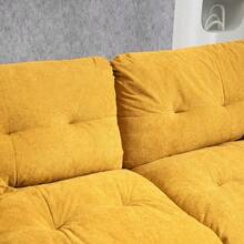 84" Chenille Sofa Small Sofa Loveseat Deep Seat Sofa Couch With 2 Throw Pillows & Memory Foam For Living Room Apartment Office Lounge-Yellow - 1 - View 8