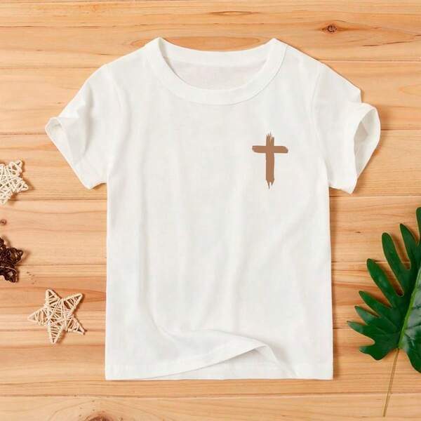 CAMISETA CASUAL, ROPA CRISTIANA, CAMISETA DE MUJER DE MANGA CORTA DE CUELLO REDONDO CON ESTAMPADO DE LEMA SIMPLE, VERSÁTIL PARA USO DIARIO. CAMISETAS GRÁFICAS PARA MUJER   Letras  Casual  Dulce