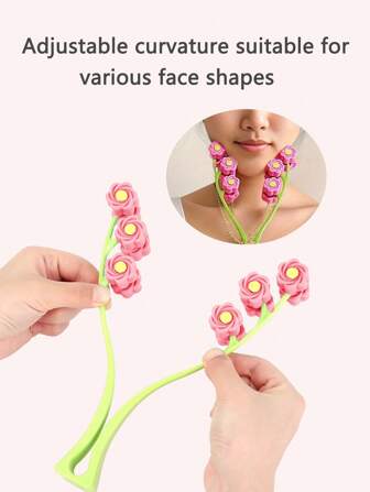 1 pieza Masajeador de mano, Forma de flor para comodidad facial, Herramienta de belleza facial con forma de punzón de uso múltiple, Masajeador facial de mano, Instrumento de masaje facial tipo rodillo 3D en forma de Y, Masajeador manual, Masajeador de relajación facial, Belleza, Productos de cuidado de la piel, Spa, Autocuidado, Herramientas de cuidado de la piel, Cuidado facial, Suministros de esteticista, Masaje, Herramienta de masaje facial, Rodillo facial