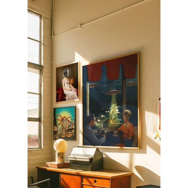 3pcs/Set Discohead Art Print | Surreal Disco Ball Classic Painting Music Dance Altered Paintings In Living Rooms, Bedrooms, Dining Rooms Optional Frames Modern Posters, Wall Arts, Canvas Paintings, And Reusable Frames ,Wall Art With Frame
