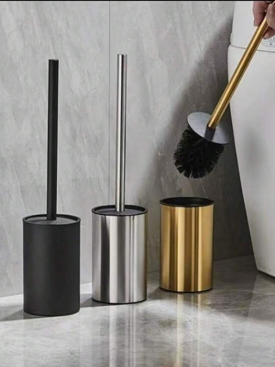 1pc Stand-Up Toilet Brush Set, Bathroom Cleaning Brush & Holder - Multicolor - View 1