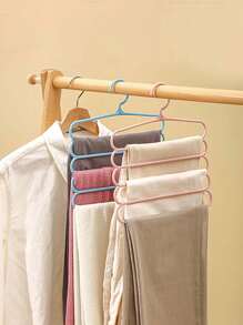 Set de 3 piezas/1 pieza Perchero colgante de plástico de 5 niveles, esencial para dormitorios, perchero para faldas/pantalones/bufandas/corbatas, antideslizante, ahorro de espacio para almacenamiento en el armario