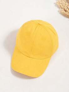 Children's Cap Children's Hat Cap 2 To 8 Years Old Plain Curved Brim Plain Children's Cap - Yellow - View 2