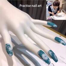 1 Peça Mão de Prática + 50 Unhas Postiças para Unhas Acrílicas, Mão de Prática em Silicone para Unhas, Dicas de Unhas Nunca Caem, Manequim de Mão Falsa para Prática de Unhas, Mão de Manequim de Prática Flexível com 100 Peças de Dicas de Unhas