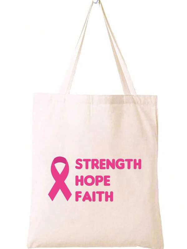 Pink Ribbon PinkCancer Awareness Gifts Cotton Bags Reusable PinkCancer Survivor Bag For Women With Handles,Fashionable Women's Shoulder Handbag, Multi-Functional, Bohemian Style, Canvas Storage Bag, Large-Capacity Tote Bag, Suitable For Shopping And Daily Use, Women's Handbag, Shoulder Bag, Charming, Travel Bag, Books, Travel, Wallet Luxurious Women's Handbag (Some Parts May Be Random)