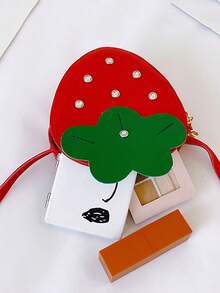 New Cute Mini Red Strawberry Messenger Bag For Spring And Summer, Pu Material Zipper Closed Messenger Bag Coin Purse, Four Fashionable Fruit Colors To Choose From, Lightweight Mini Cute Coin Purse - Multicolor - View 8