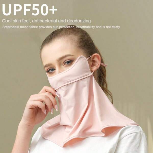 1PC Sun Protection Mask For Women, Summer Thin Face Shield, Semi-Protective Neck, Ice Silk Sunshade Veil For Women, Breathable For Outdoor Cycling