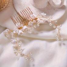 1件优雅玻璃发梳配饰，新娘婚礼发饰，四季皆宜，情人节配饰