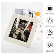 1pc Anime Japanese Manga  Canvas Tote Bag Artistic Printed  Waterproof Reusable Market Bag Gusset  Fashionable Shopping Tote For Bookstore Farmers Market Travel Suitable For Home Shopping, Beach Office Gift Bags 34x40cm&13.4x15.8 In - Multicolor - View 5