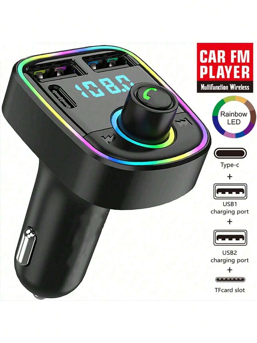 Nuevo transmisor receptor de radio FM inalámbrico manos libres Bluetooth 5.3 para automóvil, reproductor de MP3, kit de carga de 2 USB + PD, adaptador Bluetooth para automóvil, cargador para automóvil