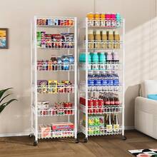 6 Tier Wire Shelving Unit With Wheels Baskets Storage Rack Corner Shelves Adjustable Shelf Closet Bathroom Organizers Metal Pantry Kitchen Garage Laundry Room 13.5" D X 13.5" W X 63" H Silver - White - View 5