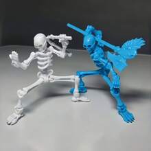 1pc DIY Swinging Skeleton Statue, Multi-Color Collectible Desktop Decor, Complex Design With Unique Accessories, ABS Resin Figurine For Home Decor, Jointed Skeleton Mannequin Model