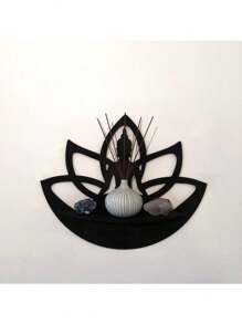 Étagère en bois flottante de Bouddha de lotus - Étagère à cristaux - Étagère d'accentuation - Étagère à plantes Décoration murale - Étagère d'affichage de cristaux - Décoration de maison, chambre à coucher, salle de séjour