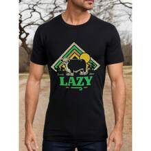 Lazy J Ranch Men's Premium Cotton T-Shirt - 100% Pure Cotton, Breathable & Soft, Casual Crew Neck Tee With Unique "LAZY" Graphic Print - Perfect For Casual Attire, Parties, & Outdoor Activities - Black - View 1