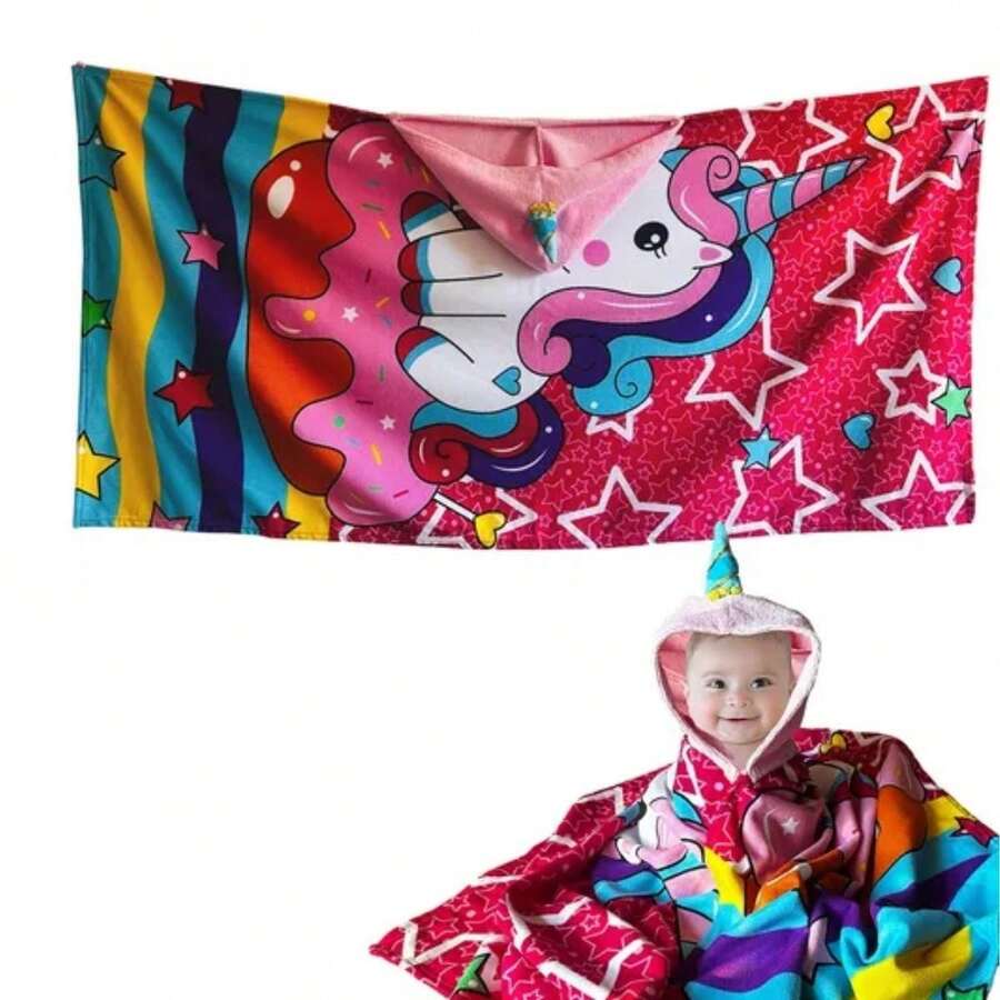 Ropa de Baño Frazada de Baño Infantil Suave con Capucha Y Bolsas Toalla ...