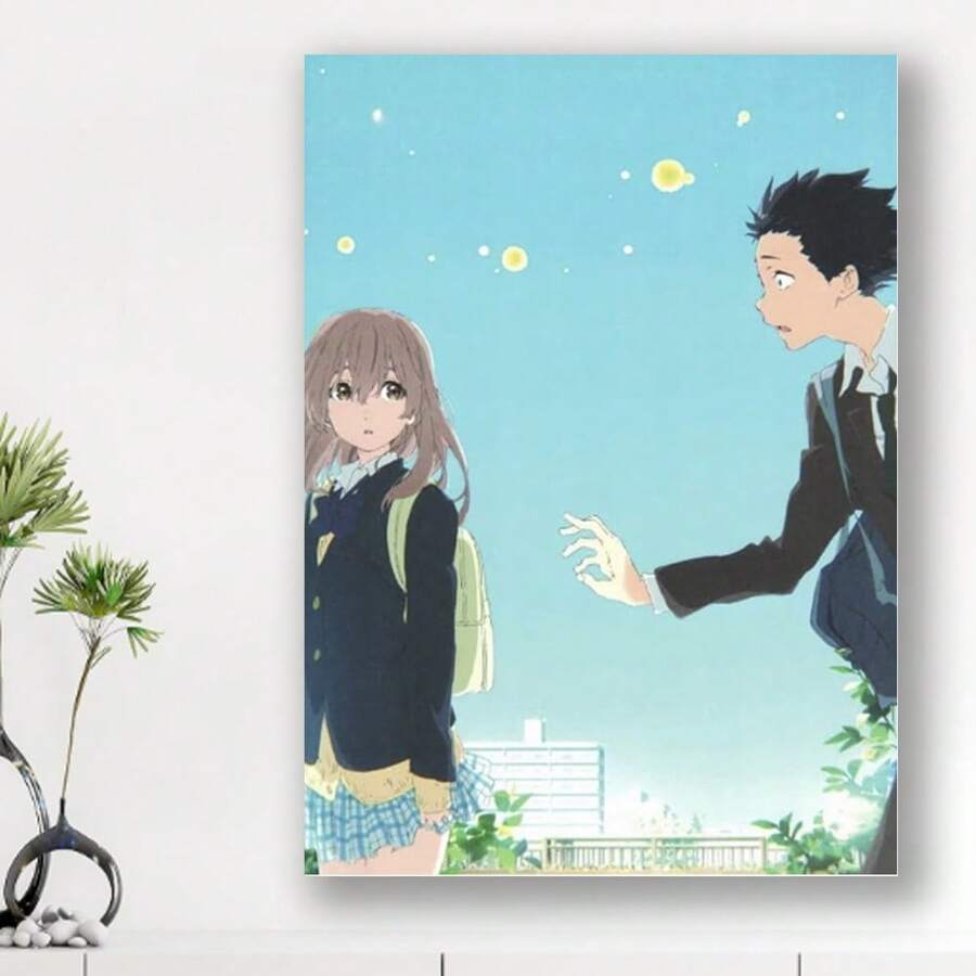 Framed A Silent Voice Anime Poster Koe No Katachi Print Japanese Manga Wall Art Anime Bedroom Decor Shouko Nishimiya School Romance Aesthetic  Poster Room Decor,Home Deccor, Room Decor Wall Decor - 框架 - 查看 1
