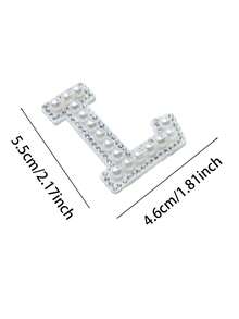 A-Z 1 Pack Of 5.5cm White Pearl Letter Ironing Patch, DIY Clothes Jacket Alphabet Name Crystal Applique Patch, Gift - White - View 19