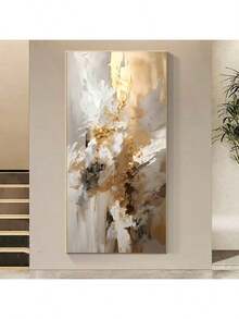 1 bức tranh tường Canvas trừu tượng vàng sang trọng - Khối màu sáng hiện đại, trang trí nhà sang trọng cho phòng ngủ, phòng khách, khu vực ăn uống, không khung, trang trí phòng, không có khung - Vàng - Xem 3