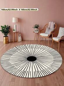 1pc Modern Minimalist Round Area Rug, Soft Plush Velvet Texture, Vibrant Colors, Suitable For Living Room, Bedroom, Entryway, Kitchen, Bathroom, Gaming Room, Study, Durable & Easy To Clean