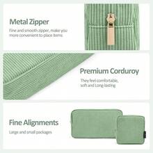 MAGEFY Bolsa de Maquillaje para Monedero Bolsa de Cosméticos Pana Linda Bolsa de Cosméticos para Mujer - Pequeño+Grande-Verde-2pcs - Ver 5